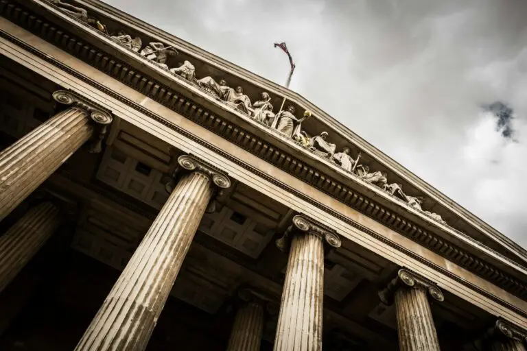 low angle photography of court house building