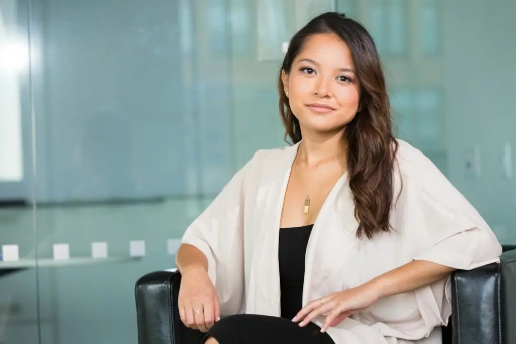 woman Juris Master student smiling and sitting